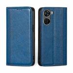 For ZTE Axon 40 Lite Grid Texture Magnetic Flip Leather Phone Case(Blue)