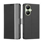 For vivo Y35+ 5G Twill Texture Side Button Leather Phone Case(Black)