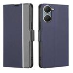 For vivo Y03 4G Twill Texture Side Button Leather Phone Case(Blue)