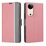 For vivo S19 Twill Texture Side Button Leather Phone Case(Pink)