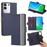 For vivo Y29 4G Global Twill Texture Side Button Leather Phone Case(Blue)