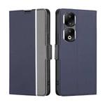 For Honor 90 Pro 5G Twill Texture Side Button Leather Phone Case(Blue)