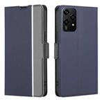 For Honor 200 Lite 5G Global Twill Texture Side Button Leather Phone Case(Blue)