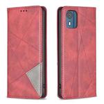 For Nokia C02 Rhombus Texture Magnetic Leather Phone Case(Red)