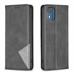 For Nokia C02 Rhombus Texture Magnetic Leather Phone Case(Black)