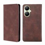 For vivo Y35+ 5G Skin Feel Magnetic Leather Phone Case(Dark Brown)