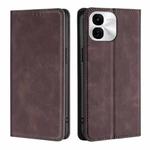 For vivo iQOO Z9x 5G Skin Feel Magnetic Leather Phone Case(Dark Brown)