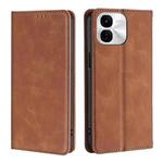 For vivo iQOO Z9x 5G Skin Feel Magnetic Leather Phone Case(Light Brown)