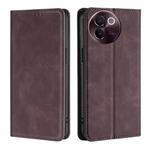 For vivo V30e 5G Global Skin Feel Magnetic Leather Phone Case(Dark Brown)