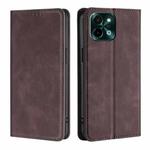 For vivo Y28 4G Skin Feel Magnetic Leather Phone Case(Dark Brown)