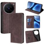 For vivo X200 Pro 5G Skin Feel Magnetic Leather Phone Case(Dark Brown)