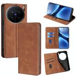 For vivo X200 Pro 5G Skin Feel Magnetic Leather Phone Case(Light Brown)