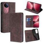 For vivo V50 5G Skin Feel Magnetic Leather Phone Case(Dark Brown)