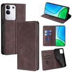 For vivo Y29 4G Global Skin Feel Magnetic Leather Phone Case(Dark Brown)