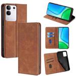 For vivo Y29 4G Global Skin Feel Magnetic Leather Phone Case(Light Brown)