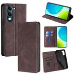 For vivo Y29s 5G / Y04 4G Skin Feel Magnetic Leather Phone Case(Dark Brown)