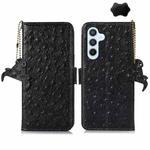 For Samsung Galaxy S24+ Ostrich Pattern Genuine Leather RFID Phone Case(Black)