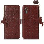 For Samsung Galaxy Xcover 7 Ostrich Pattern Genuine Leather RFID Phone Case(Coffee)