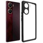 For vivo V29e Frosted TPU + Transparent PC Phone Case(Black)