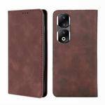 For Honor 90 Pro 5G Skin Feel Magnetic Leather Phone Case(Dark Brown)