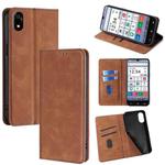 For ZTE Kantan Sumaho 4 A402ZT Skin Feel Magnetic Leather Phone Case(Light Brown)