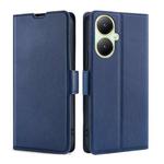 For vivo Y35+ 5G Ultra-thin Voltage Side Buckle Horizontal Flip Leather Phone Case(Blue)