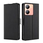 For vivo Y78 5G Ultra-thin Voltage Side Buckle Horizontal Flip Leather Phone Case(Black)