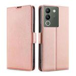 For vivo V29e 5G Ultra-thin Voltage Side Buckle Horizontal Flip Leather Phone Case(Rose Gold)