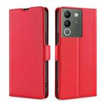 For vivo V29e 5G Ultra-thin Voltage Side Buckle Horizontal Flip Leather Phone Case(Red)