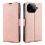 For vivo iQOO Z9 Turbo Ultra-thin Voltage Side Buckle Horizontal Flip Leather Phone Case(Rose Gold)