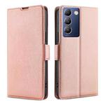 For vivo Y100 5G IDN Ultra-thin Voltage Side Buckle Horizontal Flip Leather Phone Case(Rose Gold)