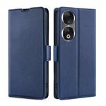 For Honor 90 5G Ultra-thin Voltage Side Buckle Horizontal Flip Leather Phone Case(Blue)