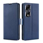 For Honor 90 Pro 5G Ultra-thin Voltage Side Buckle Horizontal Flip Leather Phone Case(Blue)