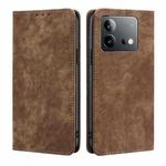 For vivo iQOO Neo 8 / 8 Pro 5G RFID Anti-theft Brush Magnetic Leather Phone Case(Brown)
