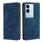 For vivo S17 5G / S17 Pro 5G RFID Anti-theft Brush Magnetic Leather Phone Case(Blue)