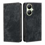 For vivo Y35+ 5G RFID Anti-theft Brush Magnetic Leather Phone Case(Black)