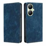 For vivo Y35+ 5G RFID Anti-theft Brush Magnetic Leather Phone Case(Blue)