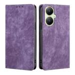 For vivo Y35+ 5G RFID Anti-theft Brush Magnetic Leather Phone Case(Purple)