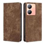 For vivo Y78 5G RFID Anti-theft Brush Magnetic Leather Phone Case(Brown)