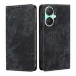 For vivo Y27 4G RFID Anti-theft Brush Magnetic Leather Phone Case(Black)