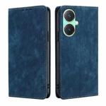 For vivo Y27 4G RFID Anti-theft Brush Magnetic Leather Phone Case(Blue)
