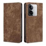 For vivo Y78T 5G / iQOO Z8x 5G RFID Anti-theft Brush Magnetic Leather Phone Case(Brown)