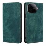 For vivo iQOO Z9 Turbo RFID Anti-theft Brush Magnetic Leather Phone Case(Green)