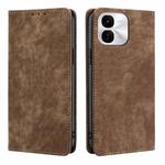 For vivo iQOO Z9x 5G RFID Anti-theft Brush Magnetic Leather Phone Case(Brown)