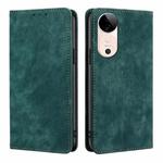 For vivo S19 RFID Anti-theft Brush Magnetic Leather Phone Case(Green)