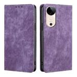 For vivo S19 RFID Anti-theft Brush Magnetic Leather Phone Case(Purple)