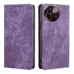 For vivo V30e 5G Global RFID Anti-theft Brush Magnetic Leather Phone Case(Purple)