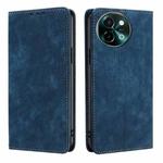 For vivo Y38 5G / T3x Global RFID Anti-theft Brush Magnetic Leather Phone Case(Blue)