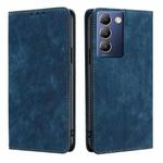 For vivo Y100 5G IDN RFID Anti-theft Brush Magnetic Leather Phone Case(Blue)