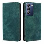 For vivo Y100 5G IDN RFID Anti-theft Brush Magnetic Leather Phone Case(Green)